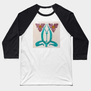 Vintage Art Nouveau Floral Tile Baseball T-Shirt